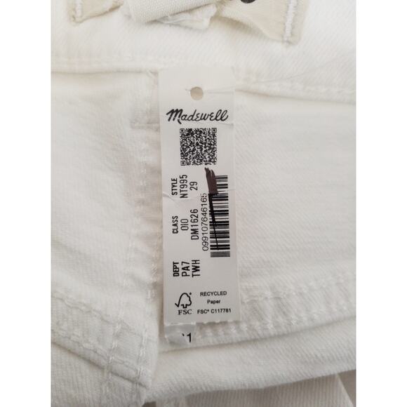 NWT Madewell Perfect Vintage Wide-Leg Crop Jeans White Size 29 - Picture 9 of 9